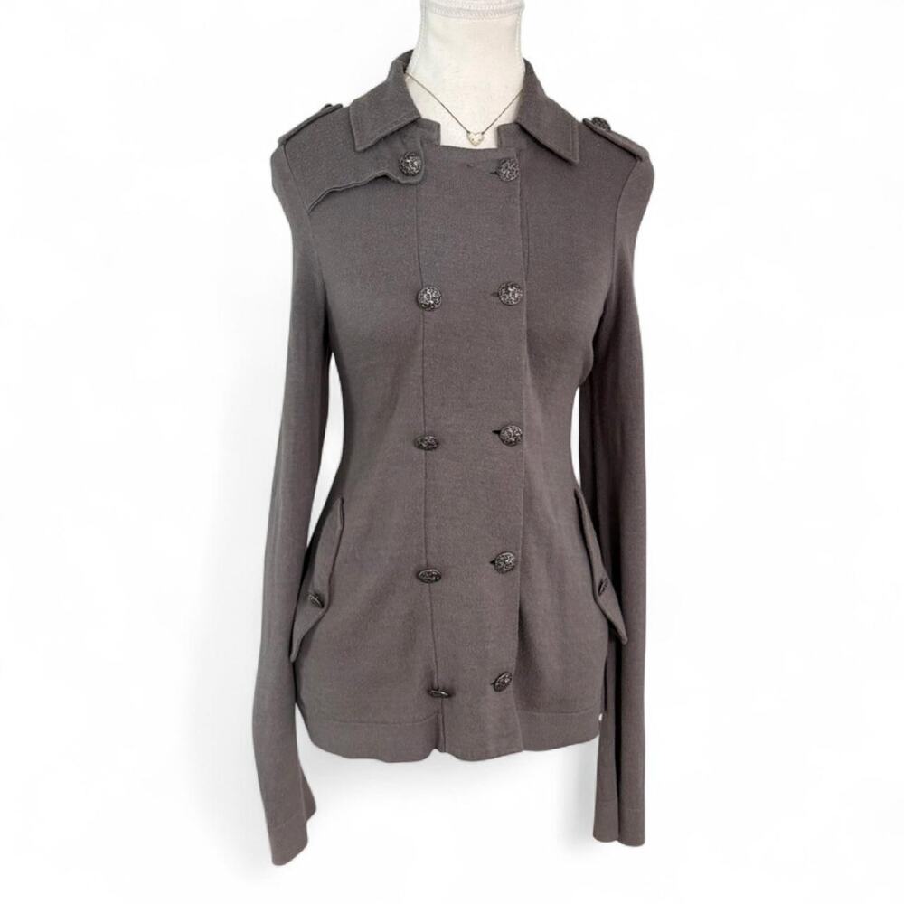Free People Military Inspired Cardigan Sweater XS Button Front Shoulder Epaulets